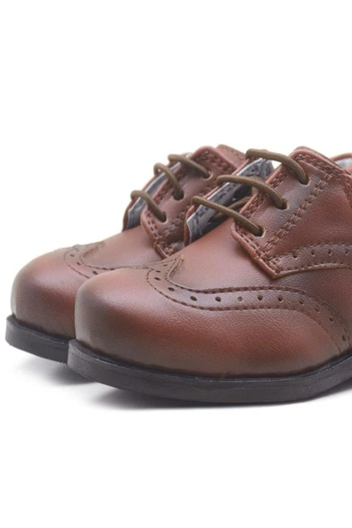 Rakerplus Titan Kahverengi Bağcıklı Klasik Erkek Bebek Ayakkabı - Resim 6