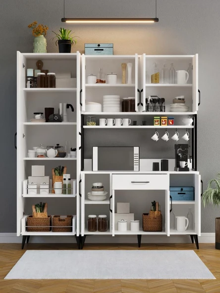 Kuzeylife Spezia Kahve Köşesi Çok Amaçlı Erzak Kiler Dolabı - Resim 4