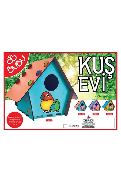 Bubu Bu-bu Kuş Evi Ahşap Boyama Gm0013 Demonte olarak gönderilmektedir. ürün görseli 1