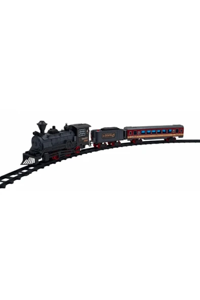 Pilli, Işıklı 16 Parça Oyuncak Tren Seti – Steam Train RC Model - Resim 3