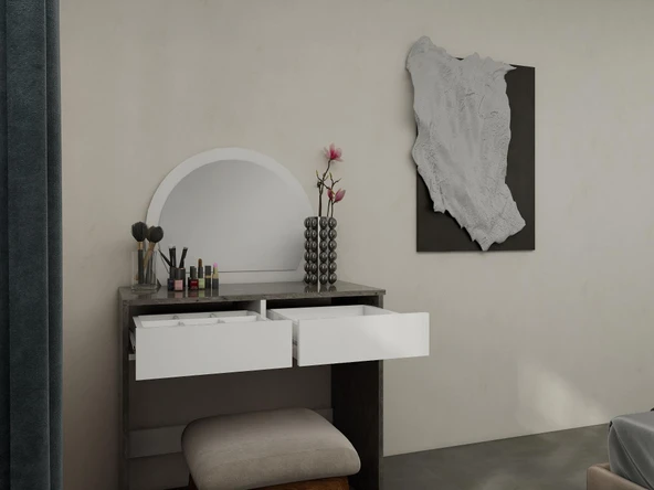 Huzur Makyaj Masası Hanoi-Beyaz - Resim 3
