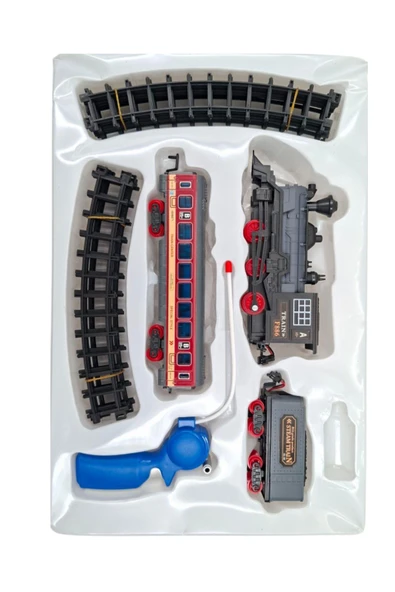 Pilli, Işıklı 16 Parça Oyuncak Tren Seti – Steam Train RC Model - Resim 2
