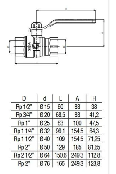 Eca 1 1/2 Endüstriyel Tip Küresel Valf İç Ve İç Vida - Tam Geçişli 602122203 - Resim 2