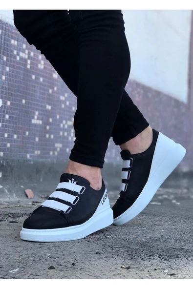 Wagoon WG029 Siyah Beyaz Kalın Taban Casual Erkek Ayakkabı - Resim 3