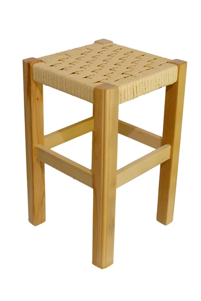 ARMES EV CONCEPT El Yapımı Ahşap Örmeli Hasır Tabure 45 Cm | Şık Ve Zarif Tasarım ürün görseli