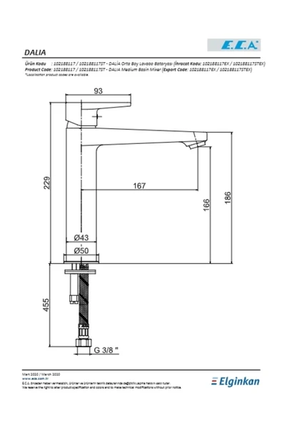 Eca Dalia Orta Boy Lavabo Bataryası - Resim 2