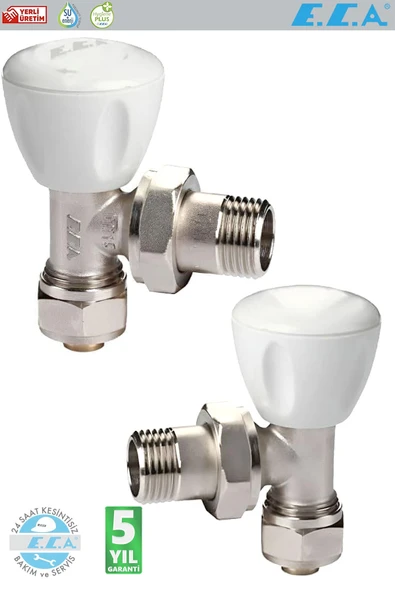 Eca RV3 Köşe Radyatör Vanası 2 Adet Pex 1/2''x16 mm 602120721 - Resim 3