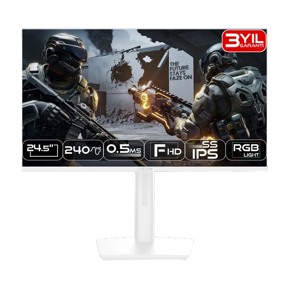 FAZEON X25F240PW 24.5'' 240Hz 0.5ms HDMI DP FreeSync G-Sync FHD Fast SS IPS Beyaz Gaming Monitör ürün görseli