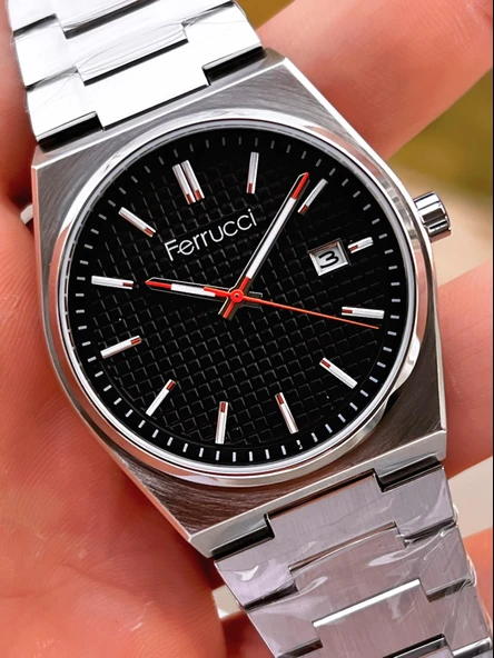 Ferrucci Çelik Kordon Takvimli Kadran 2 Yıl Garantili 3Atm Suya Dayanıklı Erkek Kol Saati F.U3625.04 - Resim 4