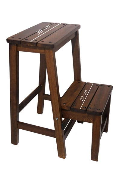 ARMES EV CONCEPT Ahşap Merdiven Tabure – 2 Basamaklı - Sağlam, Şık ve El Yapımı - Resim 2