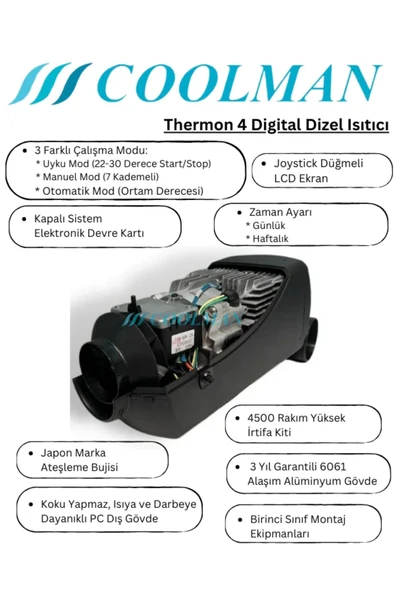 Cool man Webasto Tipi Thermon 4 Dijital Dizel Isıtıcı 5 Kw (24V) - Resim 3