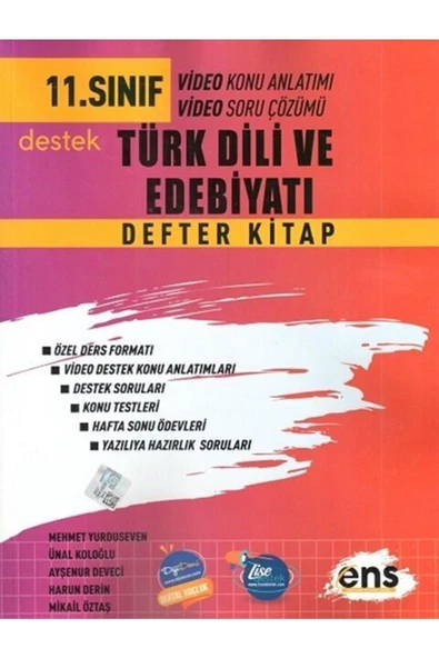 Ens Yayıncılık 11. Sınıf Türk Dili Ve Edebiyatı Defter Kitap 2024-2025 ürün görseli 1