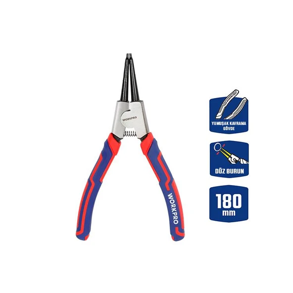 WORKPRO WP231150 180MM Cr-V Düz Yaylı Profesyonel Dış Segman Pensesi ürün görseli