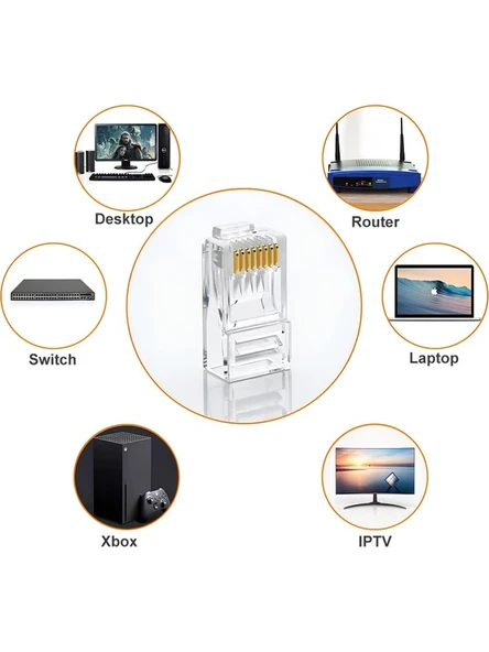 Ez RJ45 Cat6 Yeni Nesil Delikli Jack Konnektör (10 Adet) - Resim 3