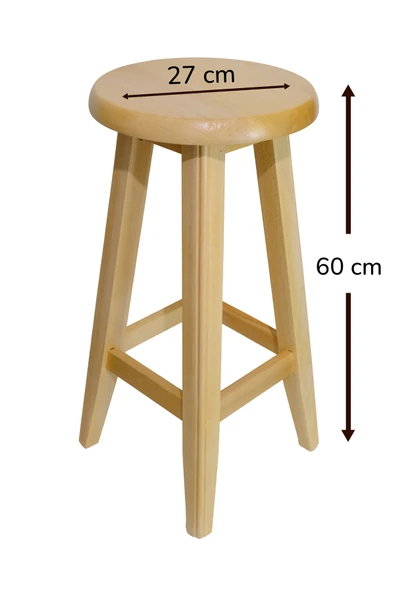 ARMES EV CONCEPT El Yapımı Doğal Ahşap Yuvarlak Tabure (60 CM) – Şık Ve Dayanıklı - Resim 2