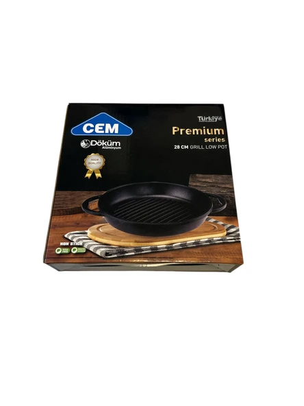 Cem premium alüminyum döküm 28 cm ızgara  tava - Resim 2