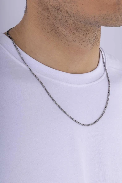 Gümüş Pazarım Oksitli Gurmet Model Erkek Çelik Zincir Kolye - Resim 2