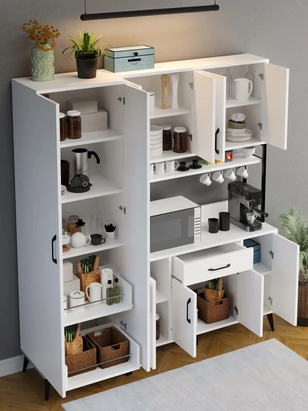 Kuzeylife Spezia Kahve Köşesi Çok Amaçlı Erzak Kiler Dolabı - Resim 6