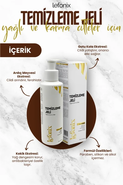 Lefonix Yağlı ve Karma Ciltler için Temizleme Jeli 150 ml - Resim 2