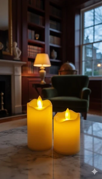 2'li Titreyen Alevli Beyaz Led Mum Yılbaşı Süsü - Resim 3