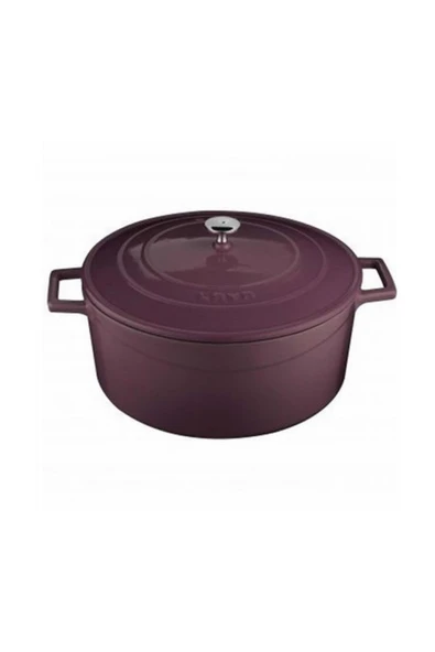 Lava Folk Yuvarlak Döküm Demir Tencere Çap (ø) 28 Cm Mor - Resim 2