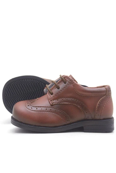 Rakerplus Titan Kahverengi Bağcıklı Klasik Erkek Bebek Ayakkabı - Resim 4