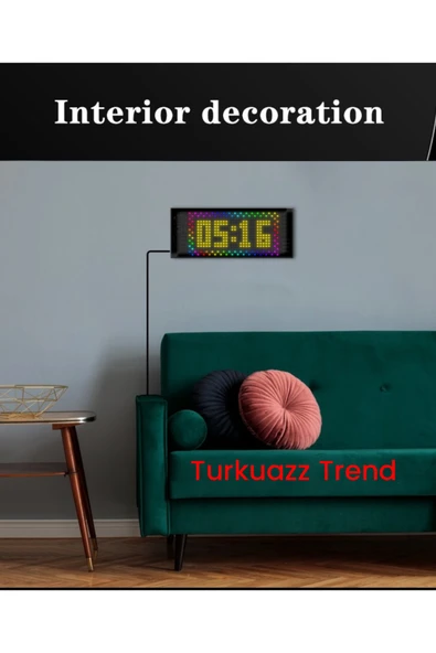 ar&be Pixel Led Panel Dijital Ekran Yazı ve Animasyon Eklenebilen Telefon Kontrollü Yapışkanlı 16*96 Led - Resim 7