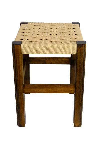 ARMES EV CONCEPT El Yapımı Ahşap Örmeli Hasır Tabure 40 cm | Şık ve Zarif Tasarım - Resim 4