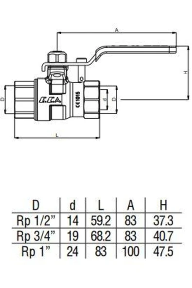 Eca 1/2 Kilitlemeli Doğalgaz Küresel Valf 602122175 - Resim 2