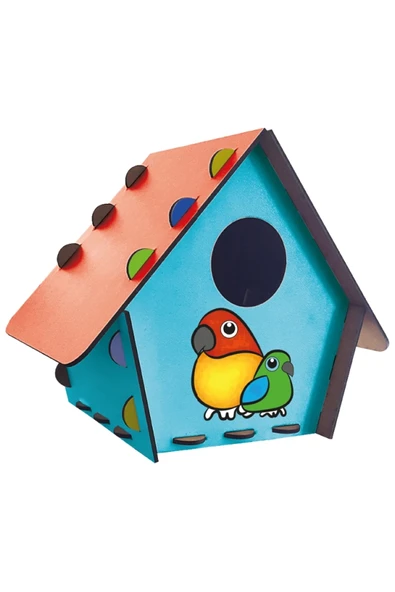 Bubu Bu-bu Kuş Evi Ahşap Boyama Gm0013 Demonte olarak gönderilmektedir. - Resim 3