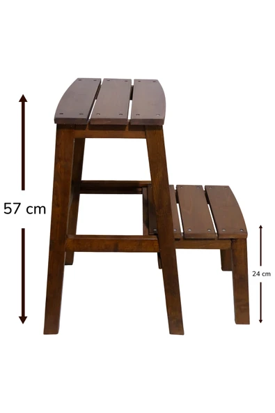 ARMES EV CONCEPT Çok Amaçlı Ahşap Merdiven Tabure – 2 Basamaklı - El Yapımı - Resim 2