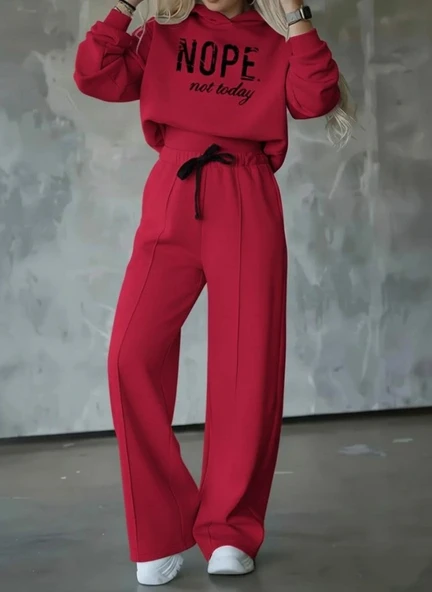 Kadın Uzun Kollu Nope Baskılı Beli Ribanalı Ikili Takım ürün görseli