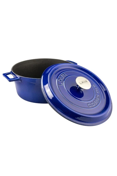 Lava Döküm Yuvarlak Derin Tencere Çap(Ø)24 Cm Trendy Mavi - Resim 3