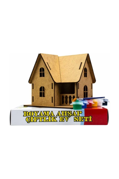 Kampus Kırtasiyem Ahşap Çiftlik Ev Villa Boyama Etkinlikleri Için Demonte Lazer Kesim Boyama Set ürün görseli