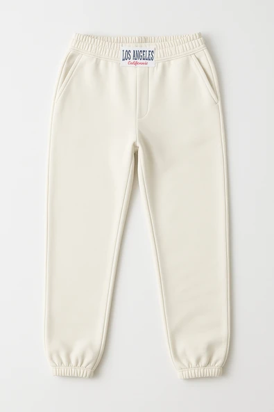 Kadın Paça Lastikli Üç İplik Şardonlu Roberts Eşofman Altı Ekru ürün görseli