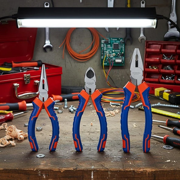 WORKPRO WP201007 200MM/160MM Profesyonel 3’lü Pense Seti - Resim 6