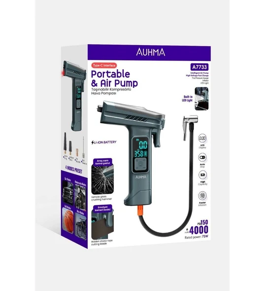 BayÇağrı Tech Kablosuz 150PSI 4.000mAh LI-ION Batarya Taşınabilir Kompresörlü Hava Pompası ürün görseli