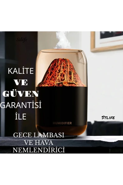 HENY 300 ml hava nemlendirici buhar makinası RGB ışıklı dekoratif yanardağ - Resim 2