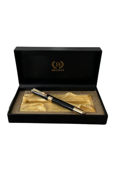 Premium Siyah Metal Dolma Kalem - Özel Şık Hediye Kutulu - Altın Detaylı - Resim 7