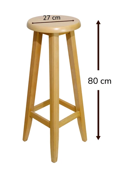 ARMES EV CONCEPT El Yapımı Doğal Ahşap Yuvarlak Tabure (80 cm) – Şık ve Dayanıklı - Resim 2