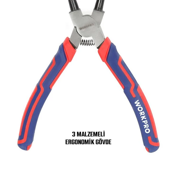 WORKPRO WP231152 180MM Cr-V Düz Yaylı Profesyonel İç Segman Pensesi - Resim 9