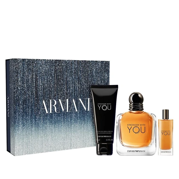 Emporio Armani Stronger With You EDT 100 ml + Stronger With You EDT 15 ml + Body Shampoo 75 ml Erkek Parfüm Seti ürün görseli