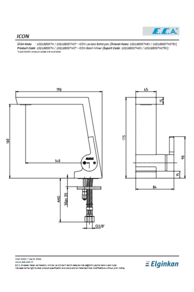 Eca İcon Lavabo Bataryası - Resim 2