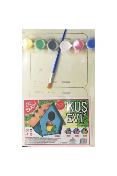 Bubu Bu-bu Kuş Evi Ahşap Boyama Gm0013 Demonte olarak gönderilmektedir. - Resim 2