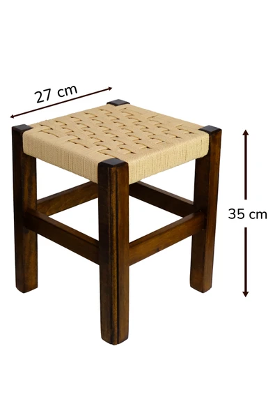 ARMES EV CONCEPT Örmeli Hasır Tabure ve Masa Takımı | 1 Masa - 2 Tabure - Resim 5
