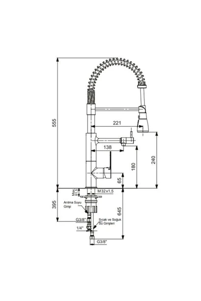 Eca Nita Üç Akışlı Arıtmalı Mutfak Bataryası 102118350 - Resim 2