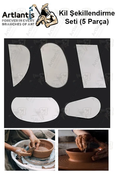 Metal Sistre Çeki Tarağı 5 li 1 Paket Çömlek Kil Polimer Çelik Kazıyıcı Şekillendirme Seti Paslanmaz ürün görseli