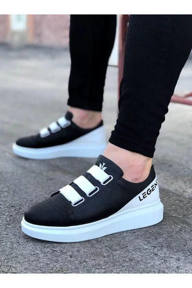 Wagoon WG029 Siyah Beyaz Kalın Taban Casual Erkek Ayakkabı - Resim 2