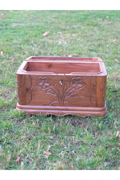 ARMES EV CONCEPT El Oyması Ahşap Sandık | Dekoratif ve Depolama Amaçlı - Resim 5