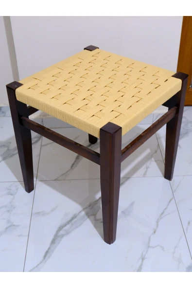 ARMES EV CONCEPT El Yapımı Ahşap Örgü Masa – Modern ve Doğal Tasarım (52x47 cm) - Resim 7